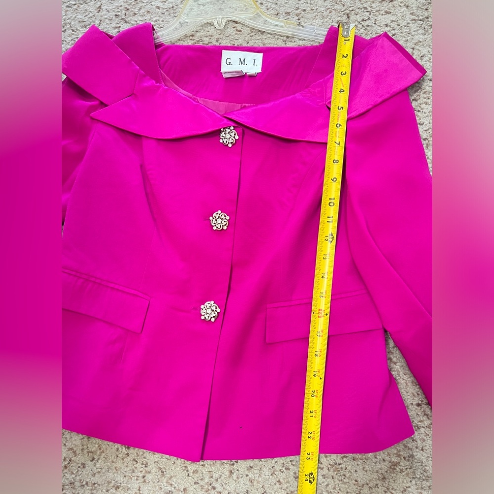 GMI Geometric Collar  Magenta Skirt  Top Suit  Set Size 10 Church Formal Wedding - Picture 10 of 16